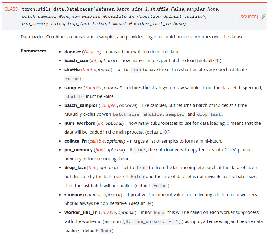 python torch.utils.data.DataLoader使用方法