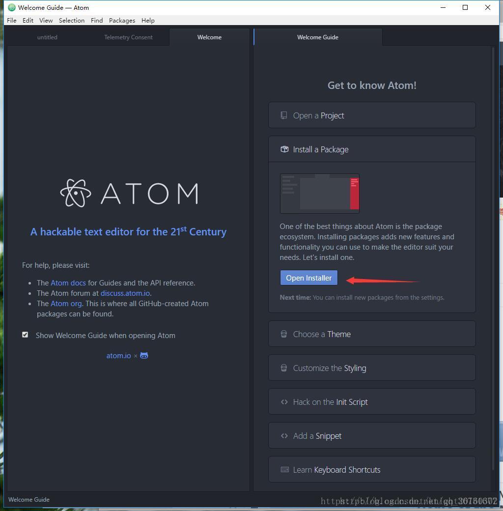 点开Install a Package 后点击open installer