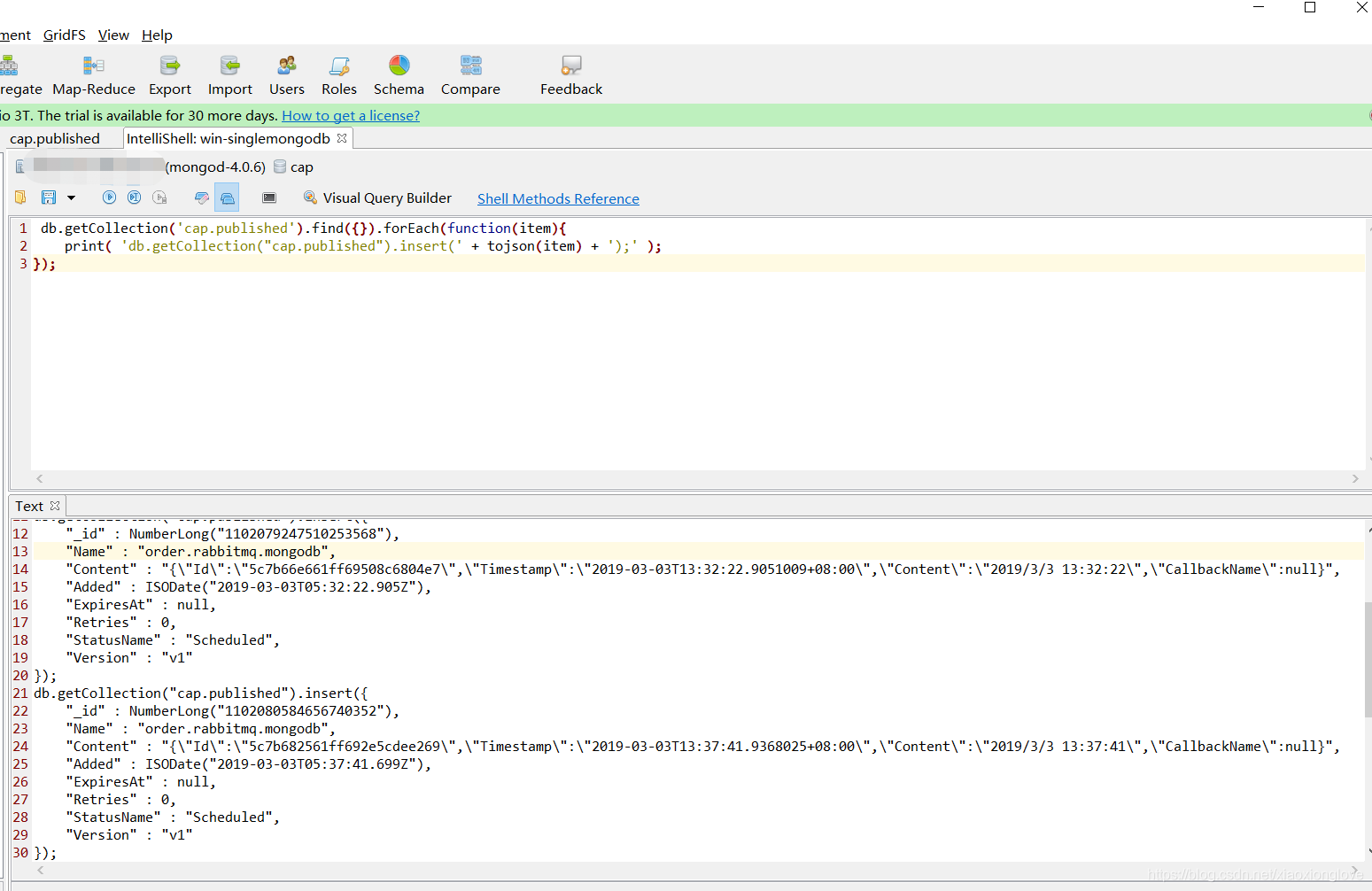 mongodb 数据生成Insert 语句的示例代码
