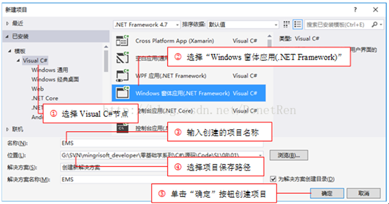 C#开发Windows窗体应用程序的简单操作步骤