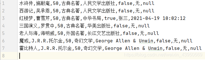 运行前文件中的书籍信息