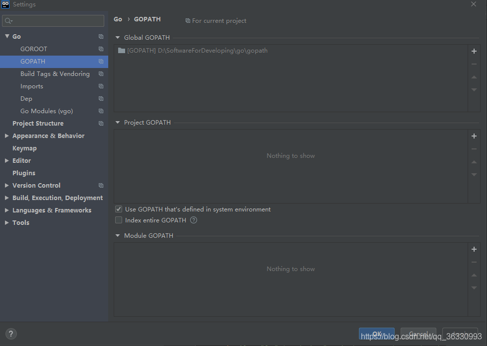 GOPATH不用改变，自动为系统变量
