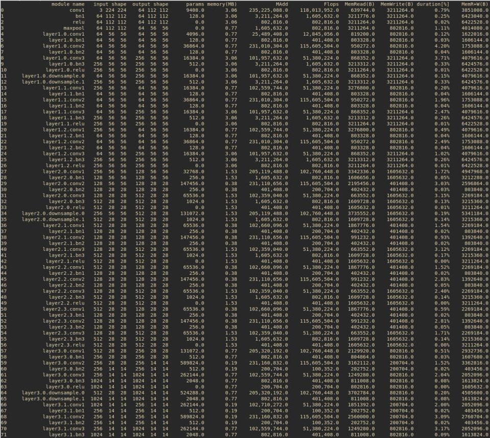 pytorch 一行代码查看网络参数总量的实现